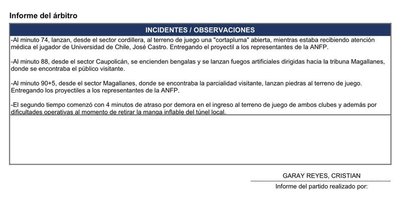 Los incidentes que consignó Cristian Garay en su informe del Superclásico