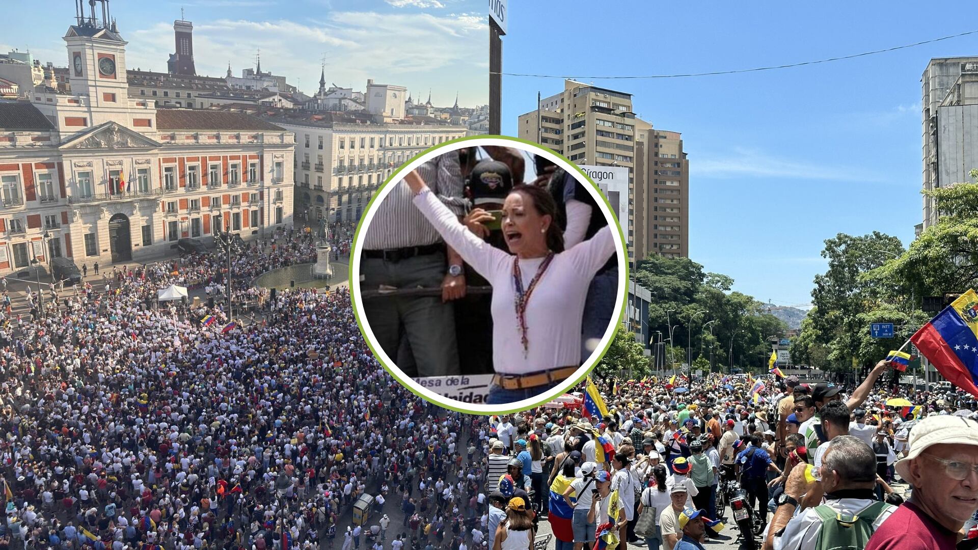 María Corina Machado llegó a la “gran protesta mundial” por Venezuela