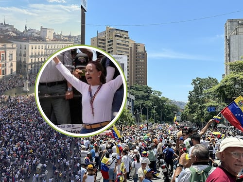 María Corina Machado llegó a la “gran protesta mundial” por Venezuela