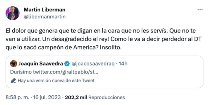 Martín Liberman sobre Arturo Vidal