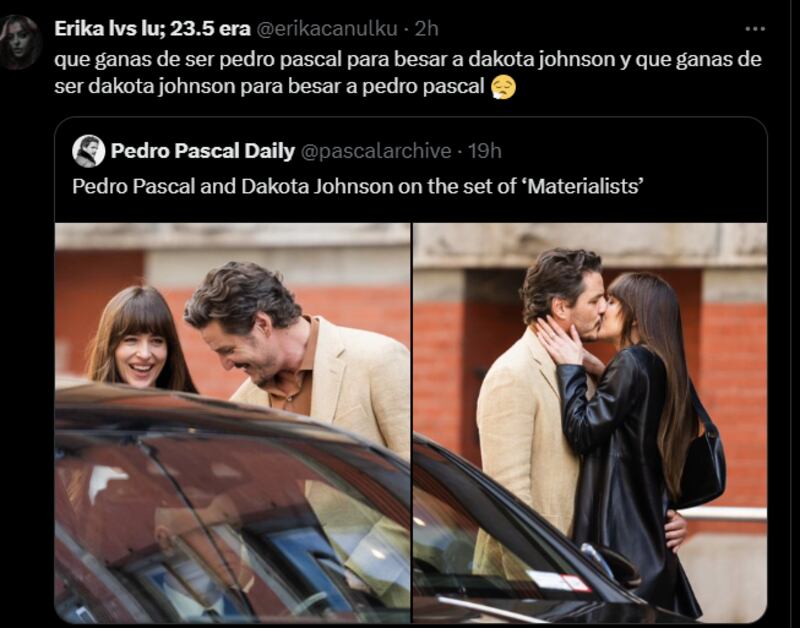 Reacción beso Pedro Pascal y Dakota Johnson