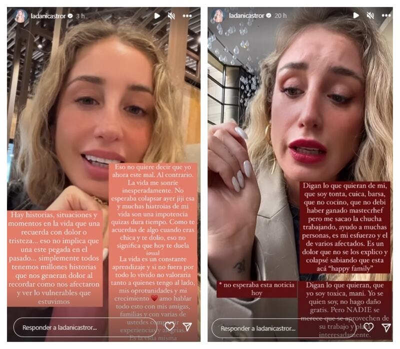 Daniela Castro se desahogó en sus historias de Instagram.