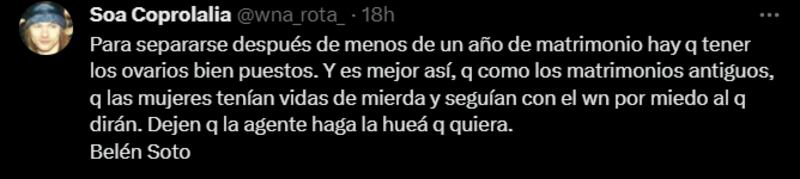 Reacción a separación de Belén Soto | X