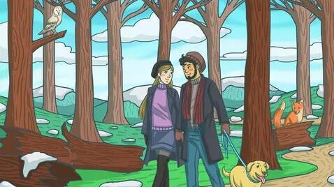 Localiza al conejo en el bosque.