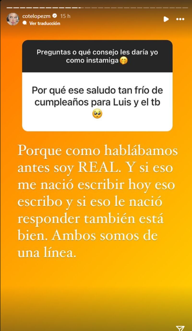 Coté López es consultada por el "frío" saludo. Captura de Instagram