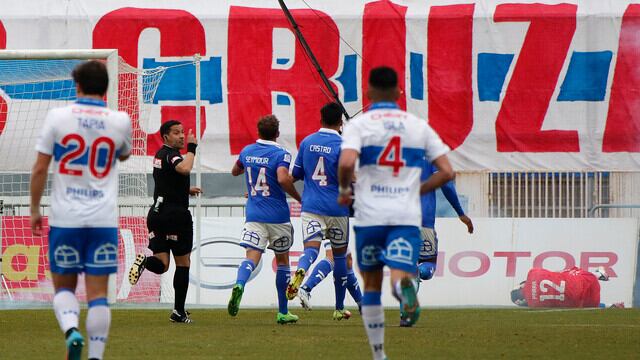 Tras gol de Católica, lanzan fuegos artificiales a un costado del arquero de la U, Martín Parra