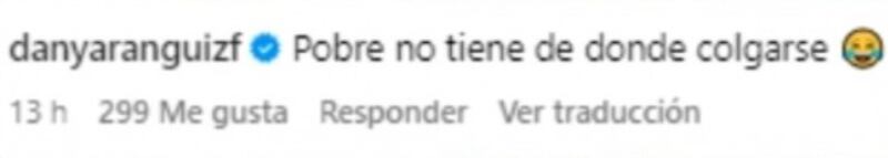 respuesta de Daniela Aránguiz a Daniella Campos en Instagram
