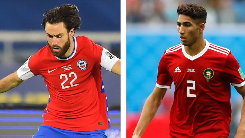 Ben Brereton y Achraf Hakimi / Photsport y Getty