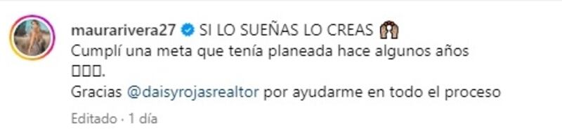 La mediática nacional dio cuenta a sus seguidores de redes sociales de la compra de su primera propiedad en Miami, Estados Unidos.