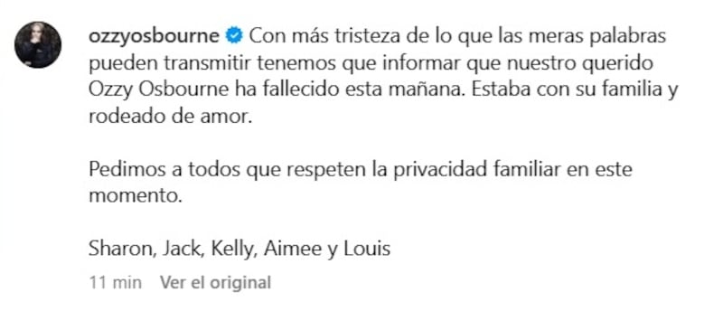 El cantante inglés falleció rodeado de su familia a los 76 años.