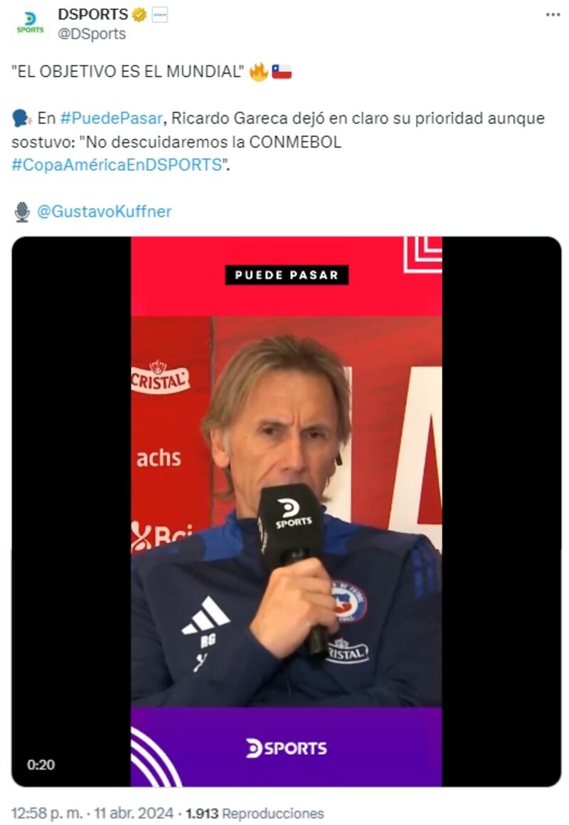 El entrenador de la selección chilena, Ricardo Gareca.