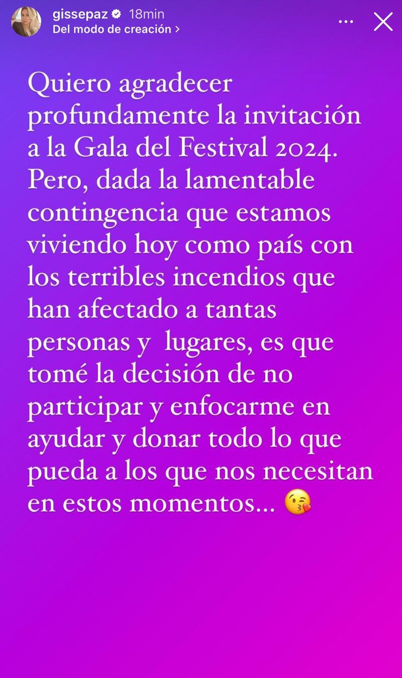 Historia de Gissella Gallardo | Instagram