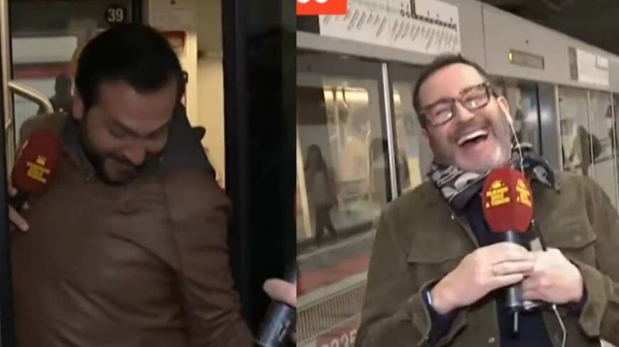 Un divertido chascarro protagonizó el periodista de “Buenos días a todos”, Rafael Venegas, en la recién estrenada Línea 3 del Metro de Santiago.
Todo ocurrió cuando mostraba a los televidentes del matinal el nuevo tramo entre Quilicura hasta Universidad de Chile, cuando casi queda al interior de un vagón, luego que la puerta comenzara a cerrarse y no alcanzara a salir en su totalidad.