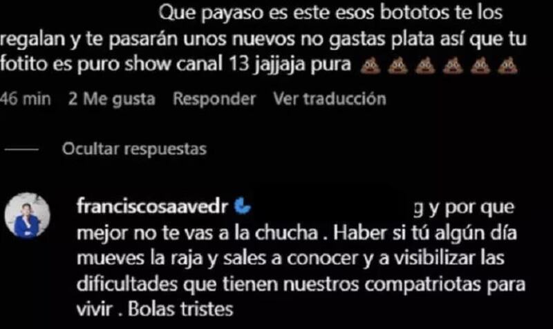 Comentario de Pancho Saavedra | Instagram
