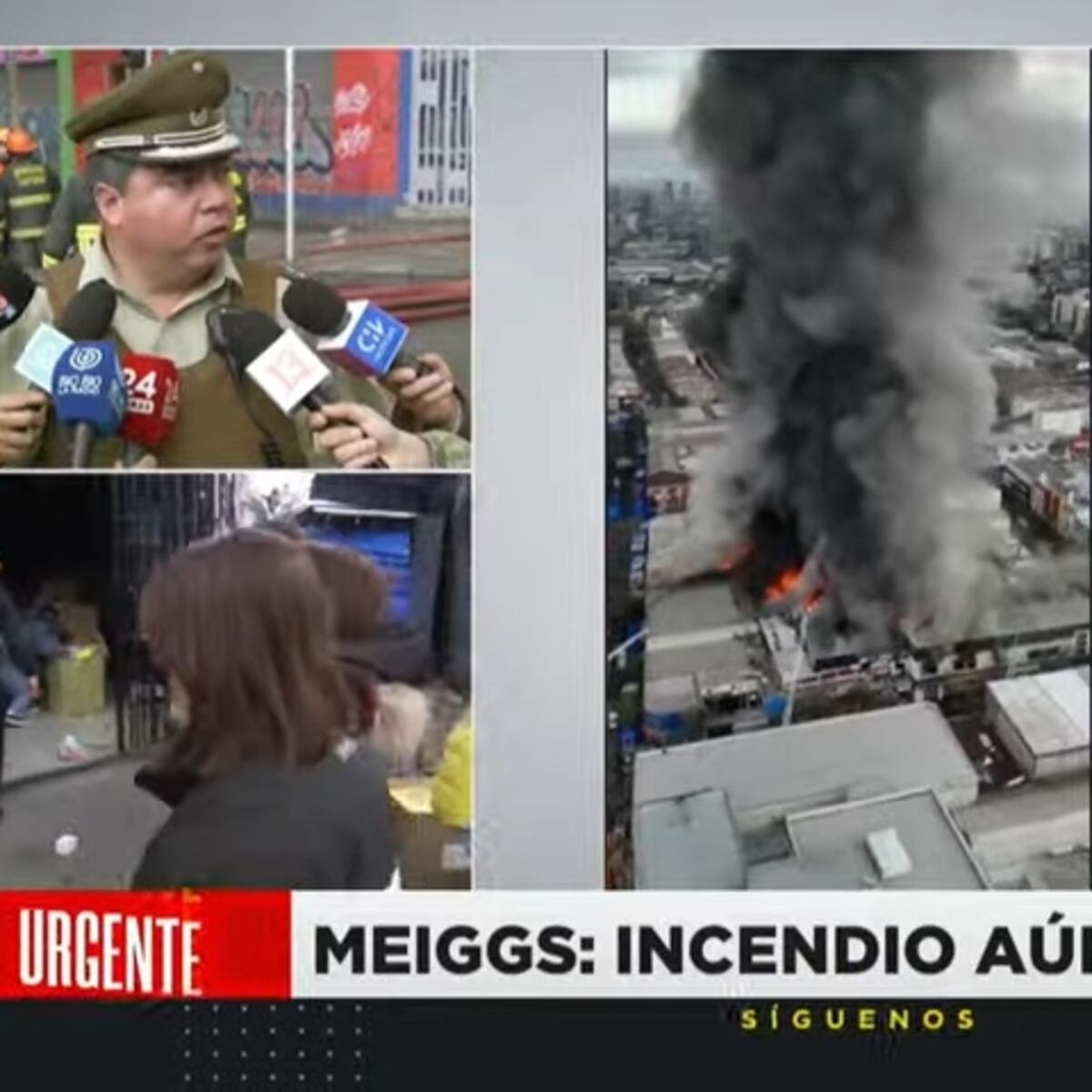 Incendio en barrio Meiggs destruye locales comerciales y Carabineros investigan posible robo Incendio en barrio Meiggs destruye locales comerciales y Carabineros investigan posible robo
