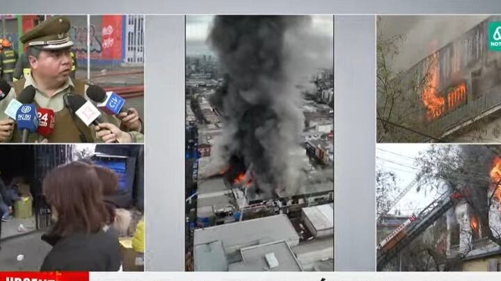 El incendio afecta a un amplio sector del barrio Meiggs.