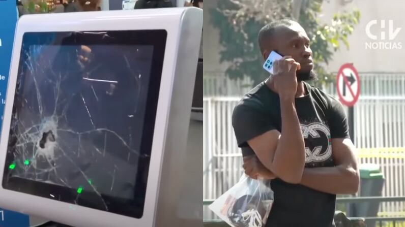 Haitiano ocasionó destrozos en aeropuerto | Captura: CHV Noticias