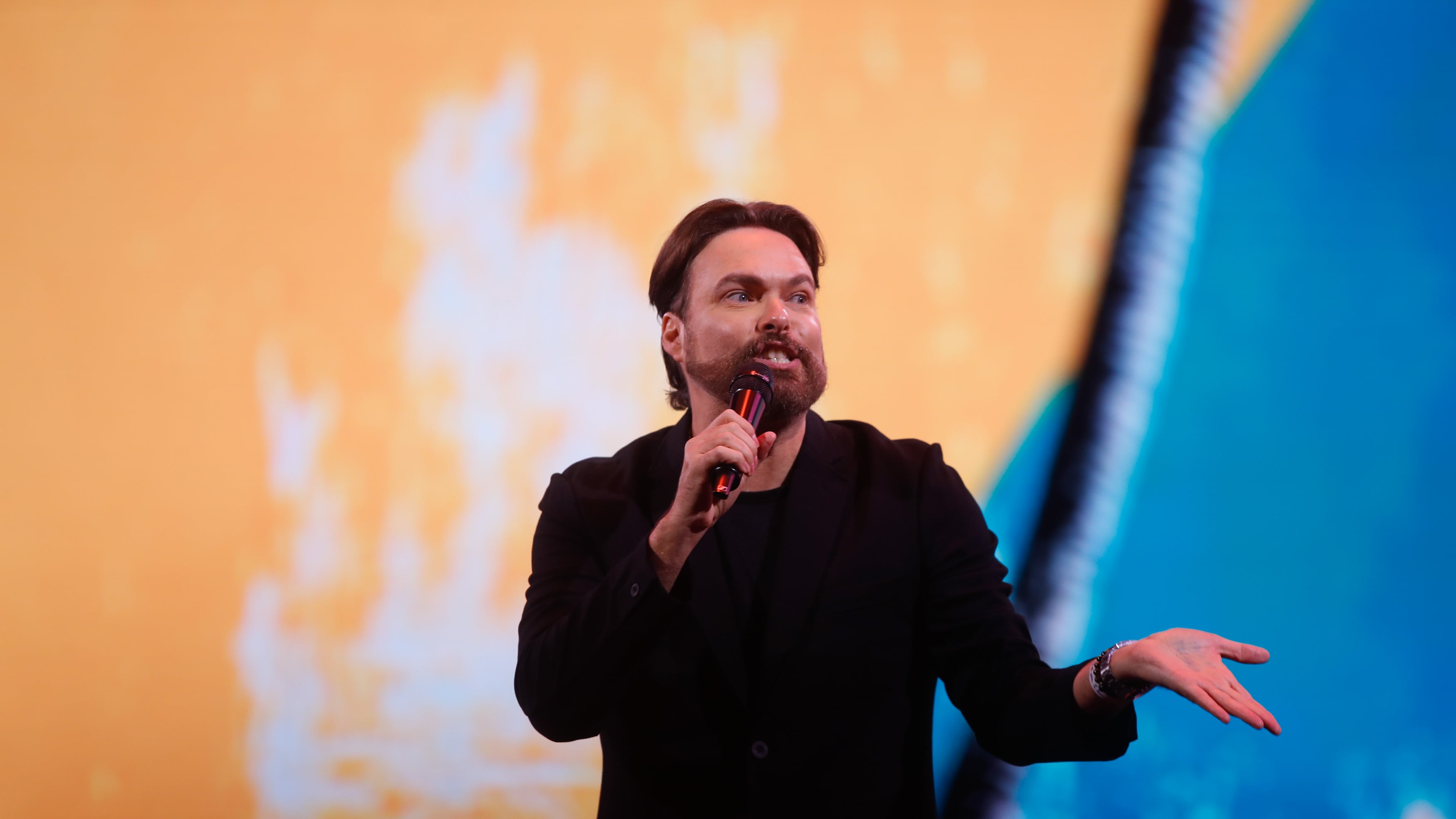 El Humorista George Harris durante el 64 Festival Internacional de la Canción Viña 2025 en la Quinta Vergara
FOTO: DIEGO MARTIN/AGENCIAUNO