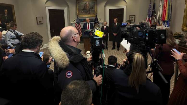Donald Trump en conferencia de prensa Casa Blanca.
