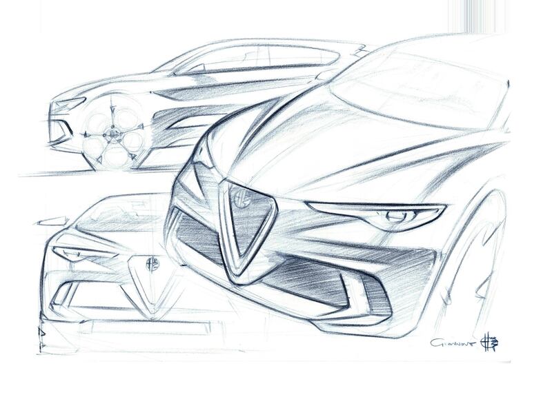 Bocetos del actual Alfa Romeo Stelvio