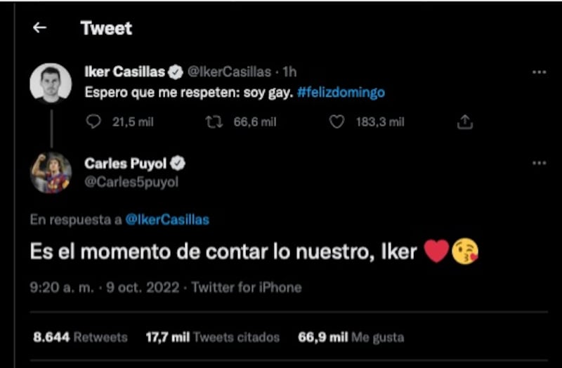 “Es momento de contar lo nuestro…” Cruce de tuits entre Iker Casillas y Carles Puyol desató ola de comentarios en redes