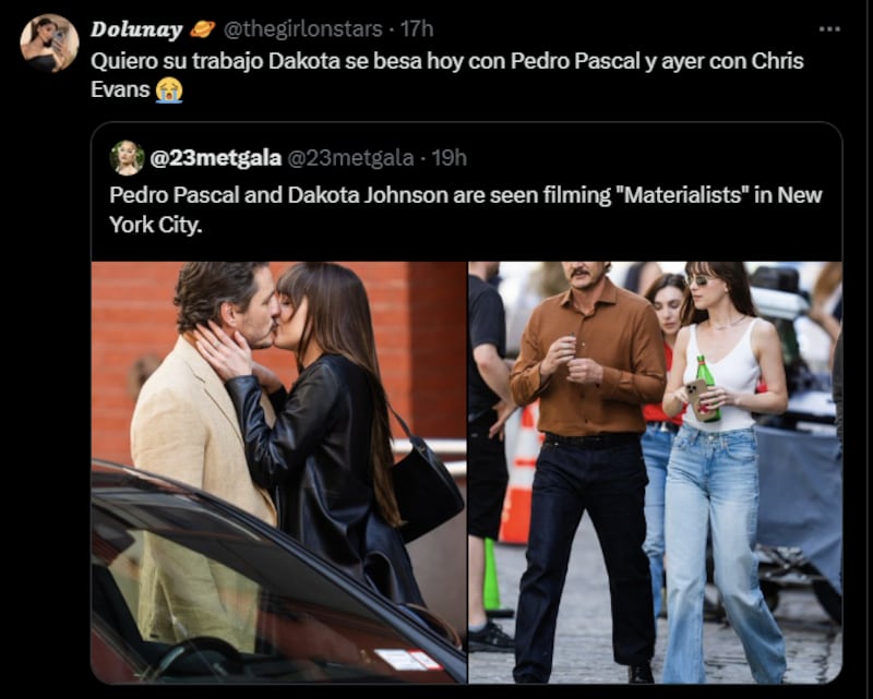 Reacción beso Pedro Pascal y Dakota Johnson