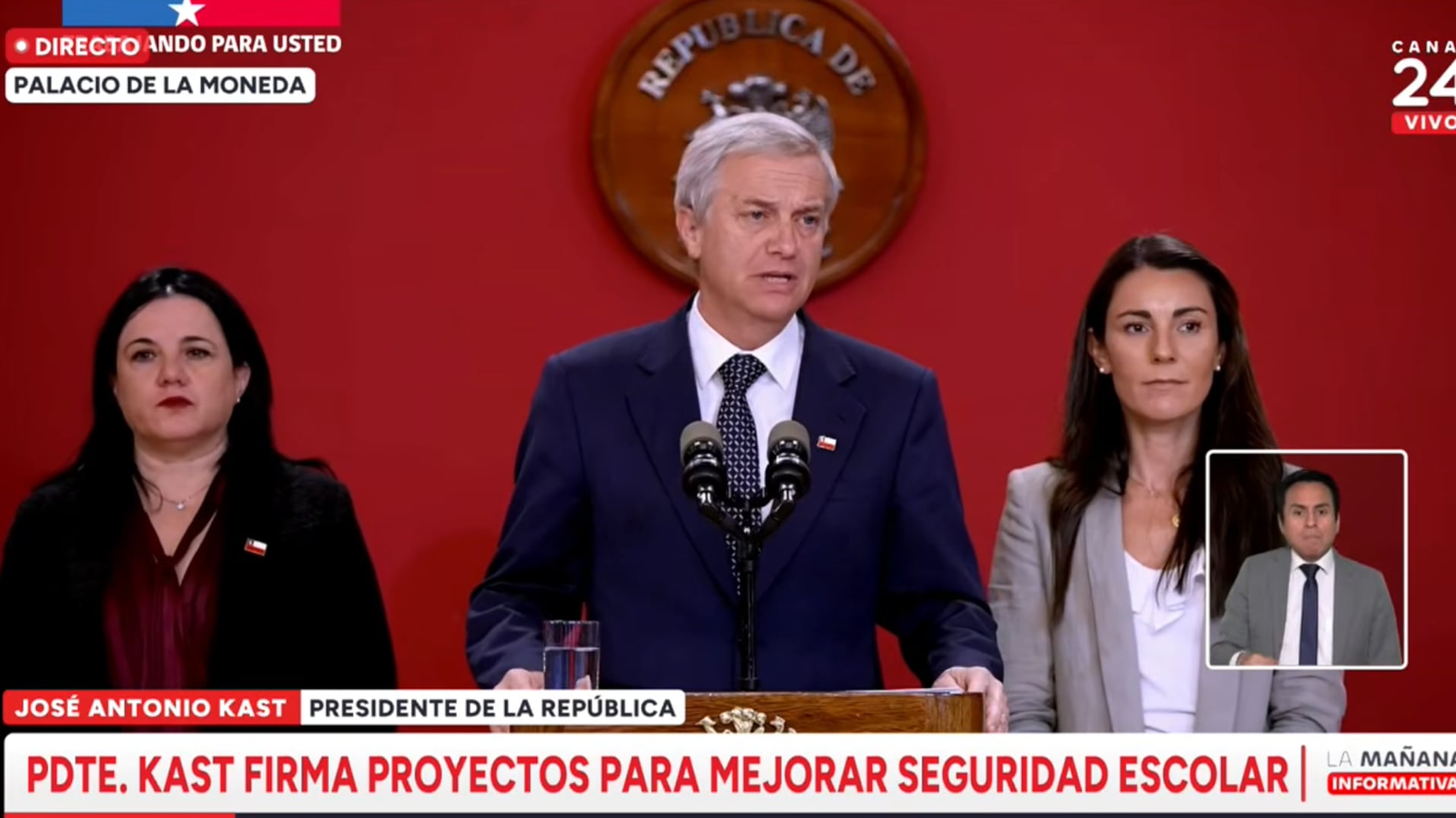 El Presidente José Antonio Kast envió dor proyectos de seguridad escolar al Congreso