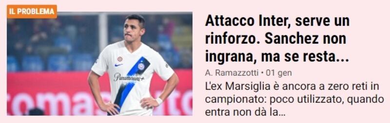 El chileno fue duramente cuestionado por la prensa deportiva italiana, que dio cuenta este martes de los deseos de Inter de Milán por desprenderse del delantero tocopillano.