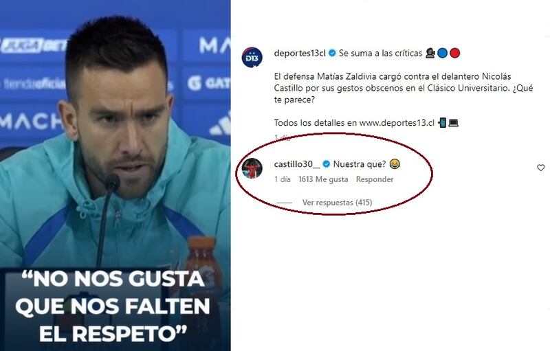 El delantero de la UC nuevamente se burló en redes sociales de los hinchas de Universidad de Chile.