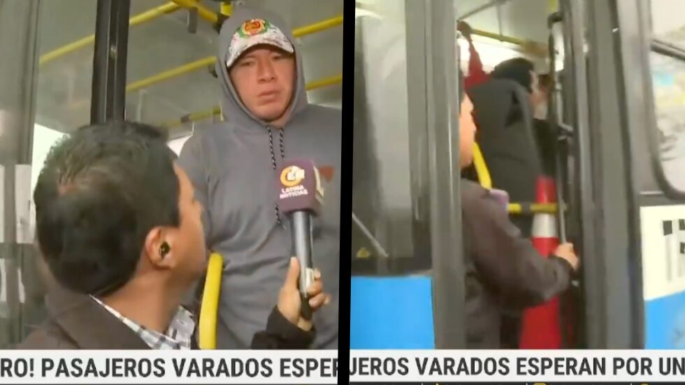 Reportero atrapado en micro
