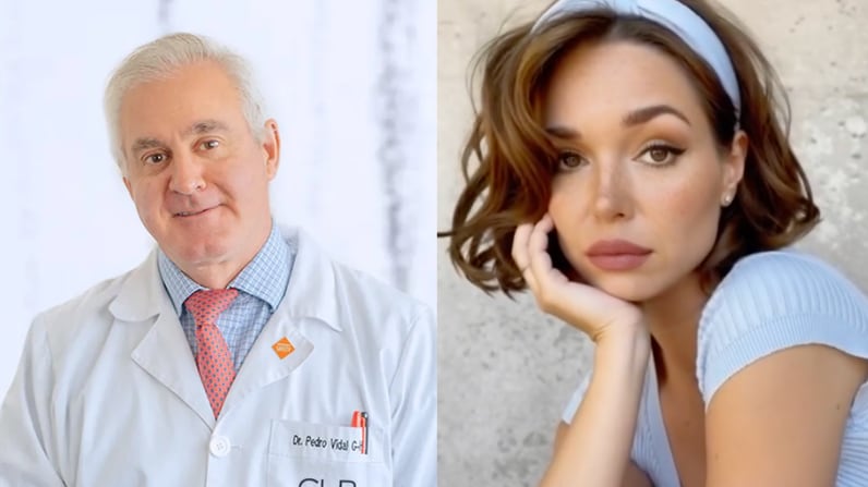 Doctor Pedro Vidal y Nicole Block | Fuente: Clínica La Parva e Instagram @nicoleblockdavis