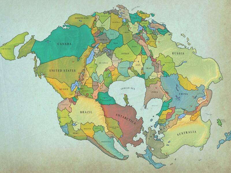 El mapa de Pangea Proxima nos muestra cómo luciría la Tierra en el futuro cuando las placas tectónicas formen un nuevo super continente.