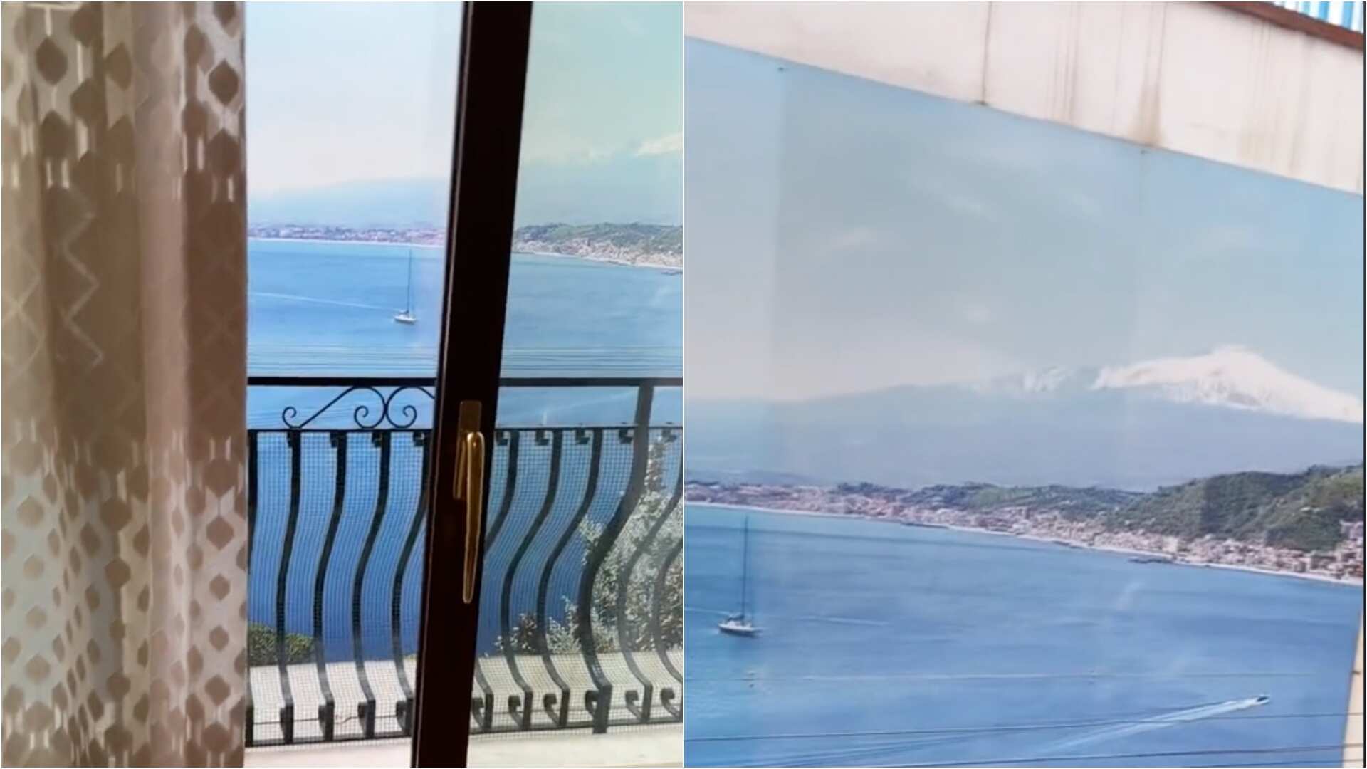 Usuaria denunció estafa en Airbnb: quería una vista al mar y resultó siendo una pared pintada (Redes sociales Clarisa Murgia)