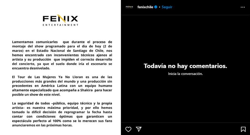 El concierto de Shakira en Chile programado para este 2 de marzo en el Estadio Nacional no se llevará a cabo.