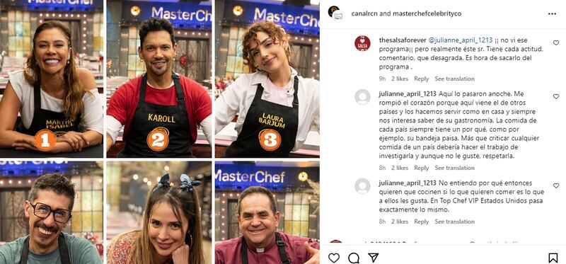 Comentarios contra Chris Carpentier en 'MasterChef Celebrity Colombia' 2023