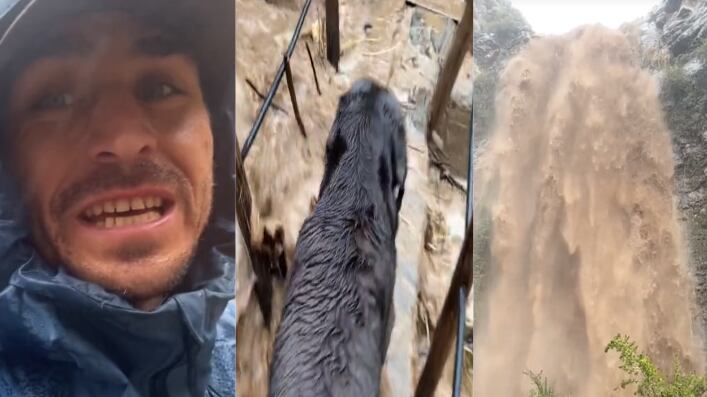Pangal Andrade mostró en redes sociales el considerable aumento del río Maipo y la poderosa corriente de las cascadas de la zona cordillerana del Cajón del Maipo, producto de las lluvias.
“Así está la cosa por el Cajón del Maipo”, escribió en sus cuentas de Instagram y Tik Tok, donde compartió el registro, junto a su perro, quien puso nervioso a los cibernautas al ver cómo cruzaba el inundado puente debido al gran caudal.
Posteriormente, a través de sus historias Pangal agradeció la preocupación de sus seguidores y mostró la intensa lluvia caída, destacando que no es tan peligrosa como la del año 2021, puesto que ahora las quebradas estaban más despejadas, consignó Página 7.
Si bien, llamó a la calma, horas después, dejó en evidencia que la situación se tornó un poco más peligrosa y mostró las alertas de emergencia que le llegaron a su celular.
“Chuta, así están las cosas por estos lados ¿Qué es lo que yo creo? Está lloviendo como antes, a la antigua. Y, con la sequía, nos hemos olvidado de las lluvias”, comentó.
“Ya no hay tanto material acumulado en las quebradas que pueda ser arrastrado, pero encuentro muy bien que se tomen estas medidas, ya qué hay que prevenir ante todo. Mucha fuerza a las familias que no lo están pasando bien y estaremos todos alerta esta noche”, añadió.