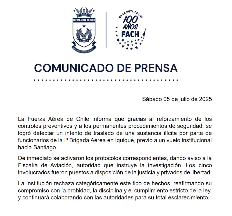 Comunicado de la FACh | Fuente: Cooperativa