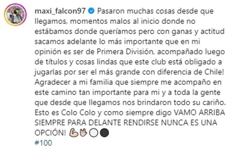 El defensor hizo la provocadora publicación en su cuenta de Instagram.