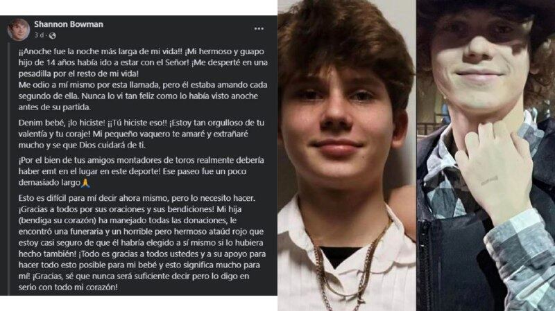 Publicacaión de la madre del joven en Facebook | Foto: Facebook