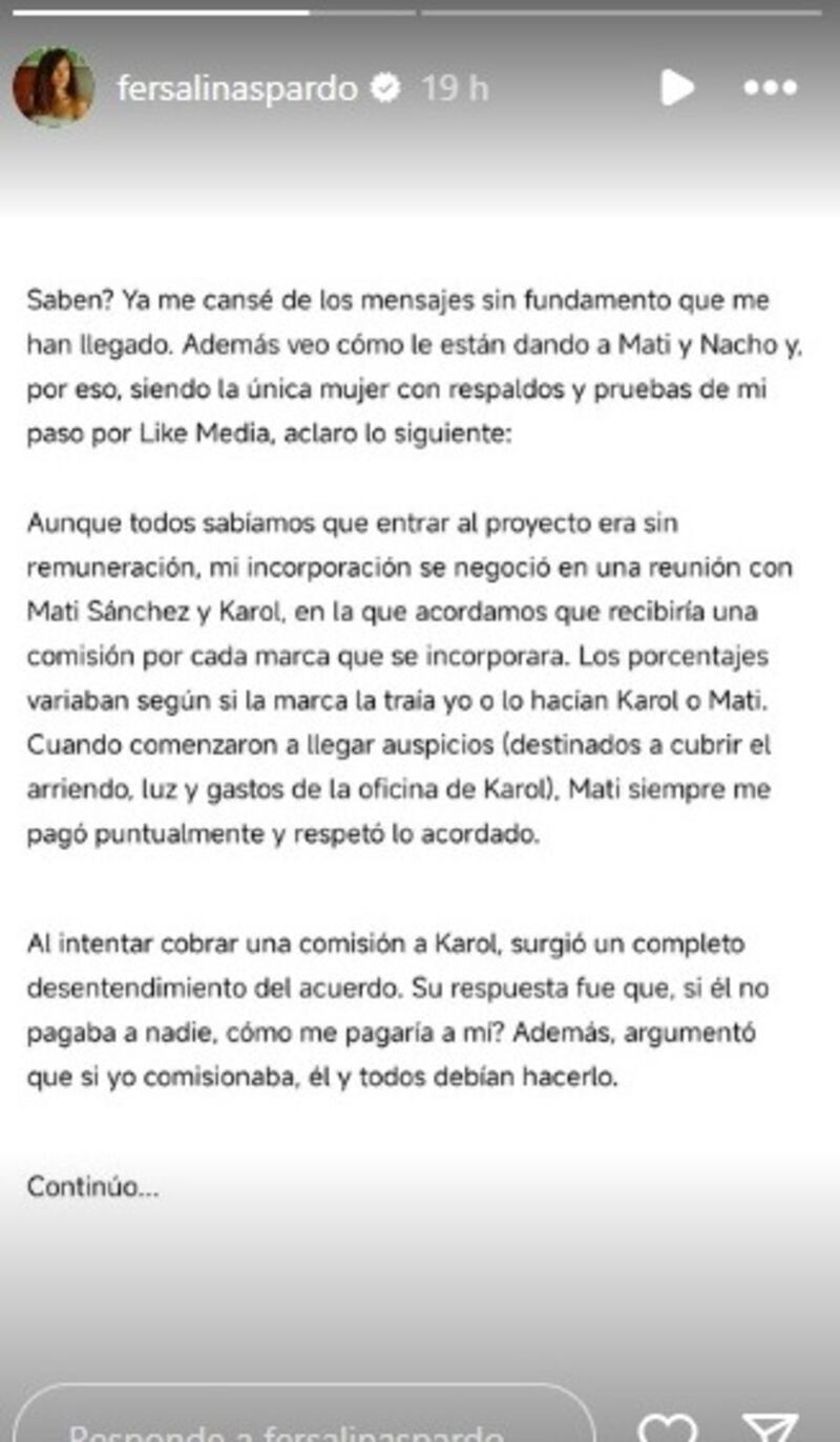 Actriz Fer Salinas denunció que Karol Lucero le negó pago prometido en Like Media: “Dejen de justificar lo injustificable”