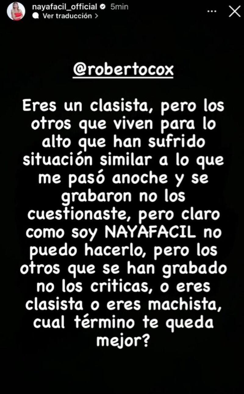 Historia de Instagram de Naya Fácil