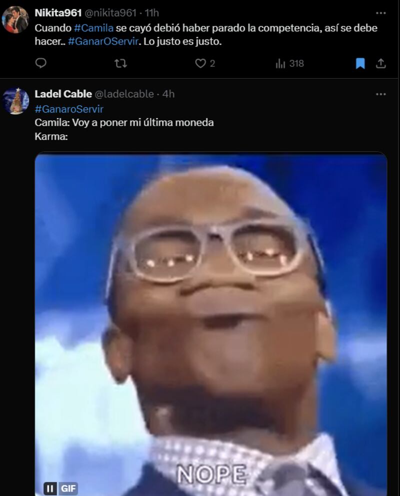 Reacción caída de Camila Recabarren en "¿Ganar o Servir?"