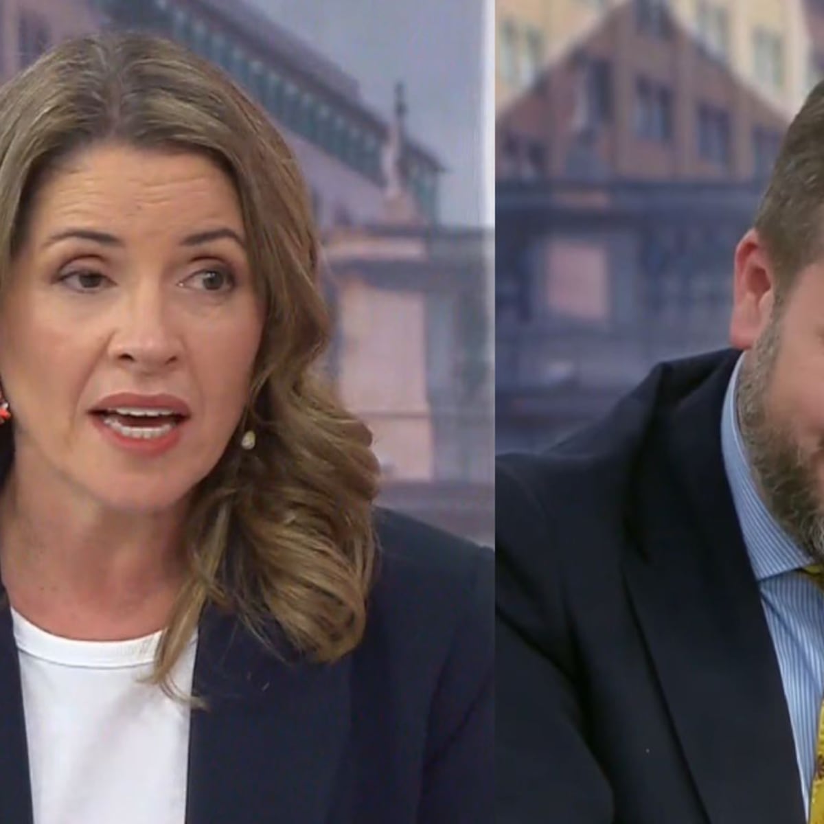Johannes Kaiser y Monserrat Álvarez en tenso momento por propuesta de proscripción Johannes Kaiser y Monserrat Álvarez en tenso momento por propuesta de proscripción