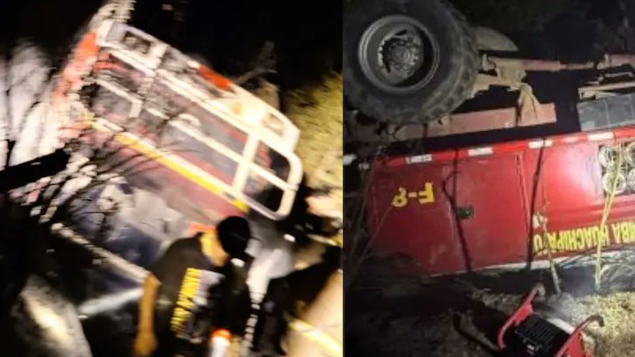 Carro de bomberos volcó en medio del combate de los incendios forestales