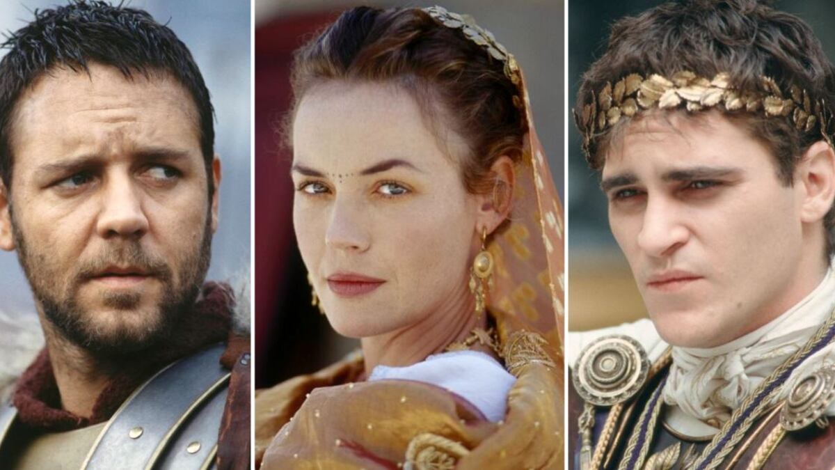 Russell Crowe, Connie Nielsen y Joaquin Phoenix en 'Gladiador'