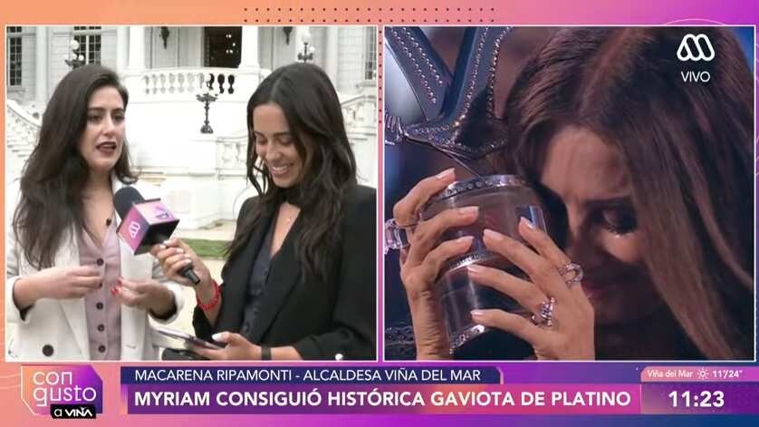 La alcaldesa de Viña del Mar aseguró no haber escuchado una ovación tan estruendosa como la que anoche recibió Myriam Hernández al ser galardonada con la Gaviota de Platino.