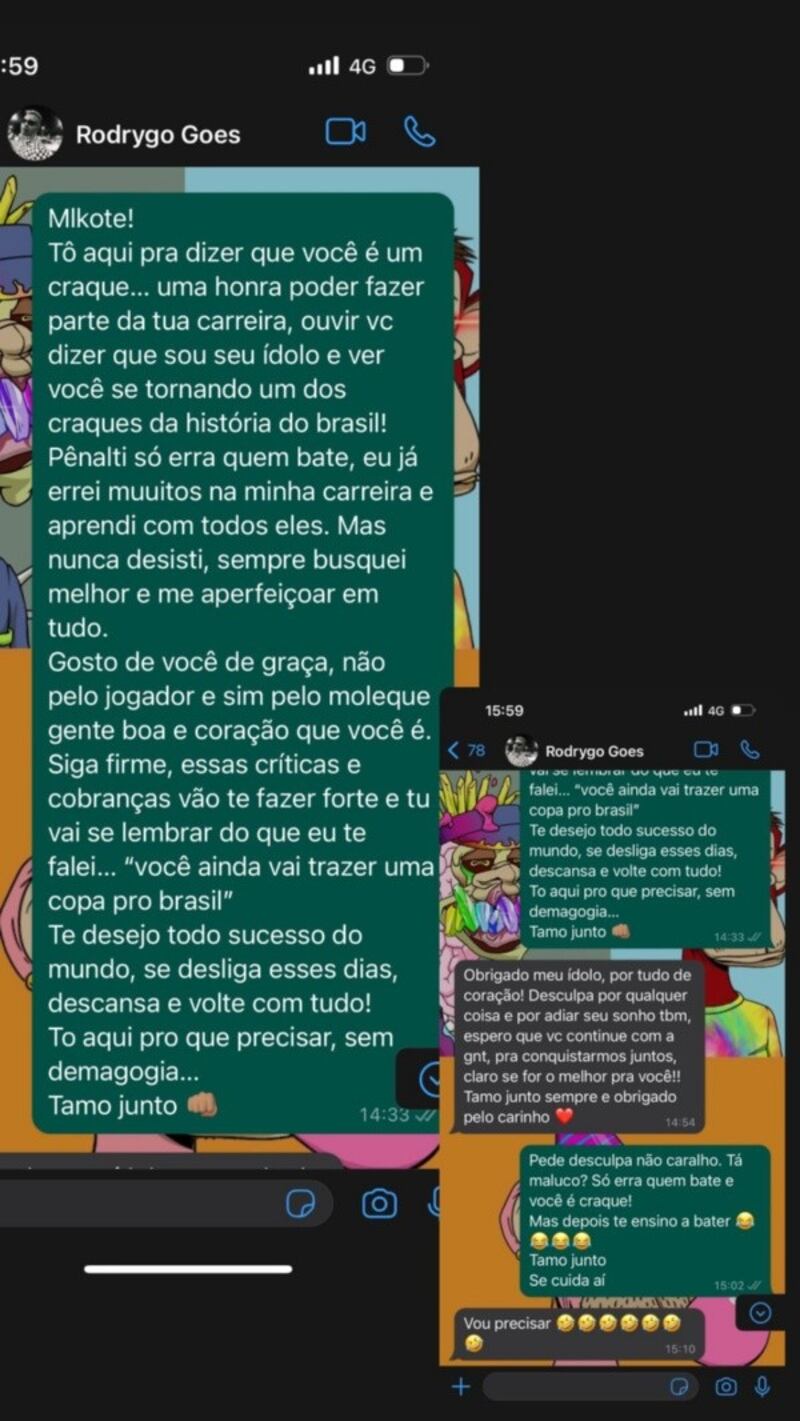 Los mensajes entre Neymar y Rodrygo
