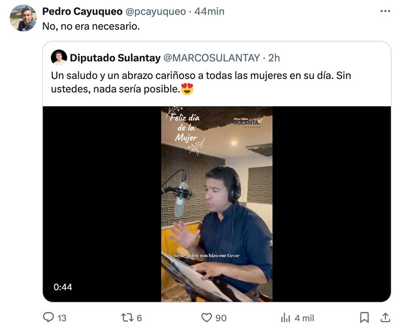 Comentarios sobre canción de Diputado Sulantay | Fuente: X (Twitter)
