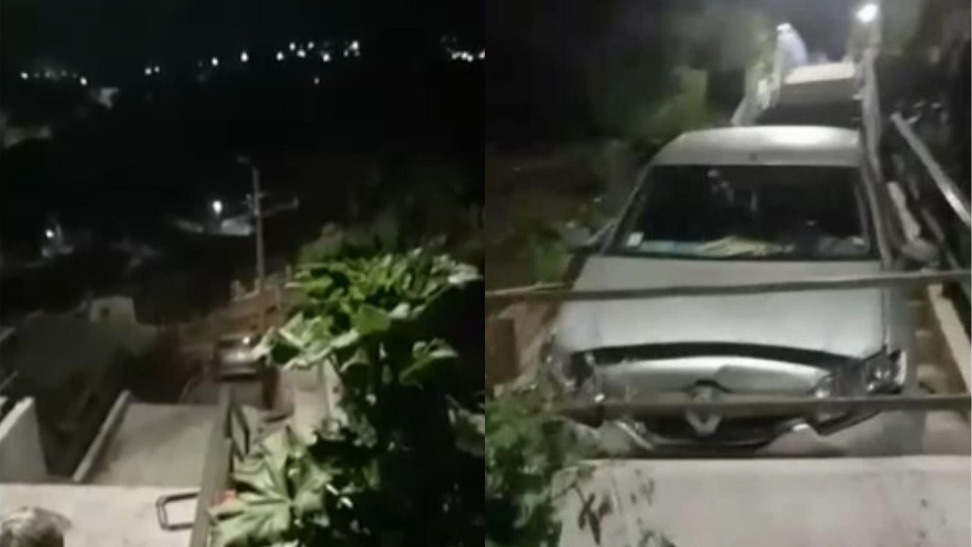 Auto cayó por las escaleras en San Antonio