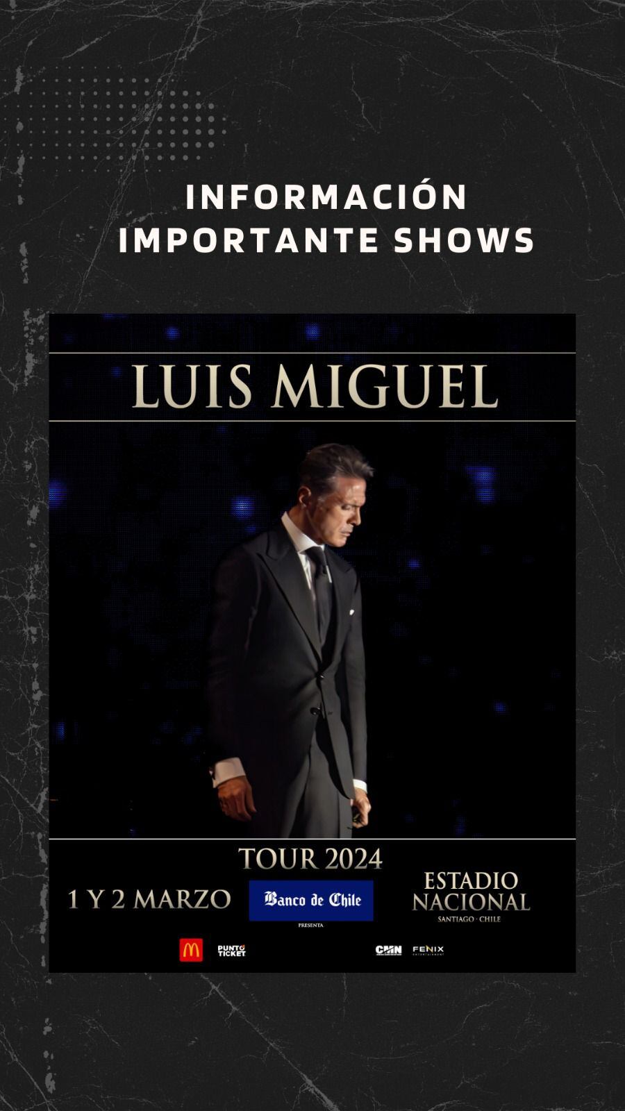 Luis Miguel se presenta el 1 y 2 de marzo en Chile! Revisa la